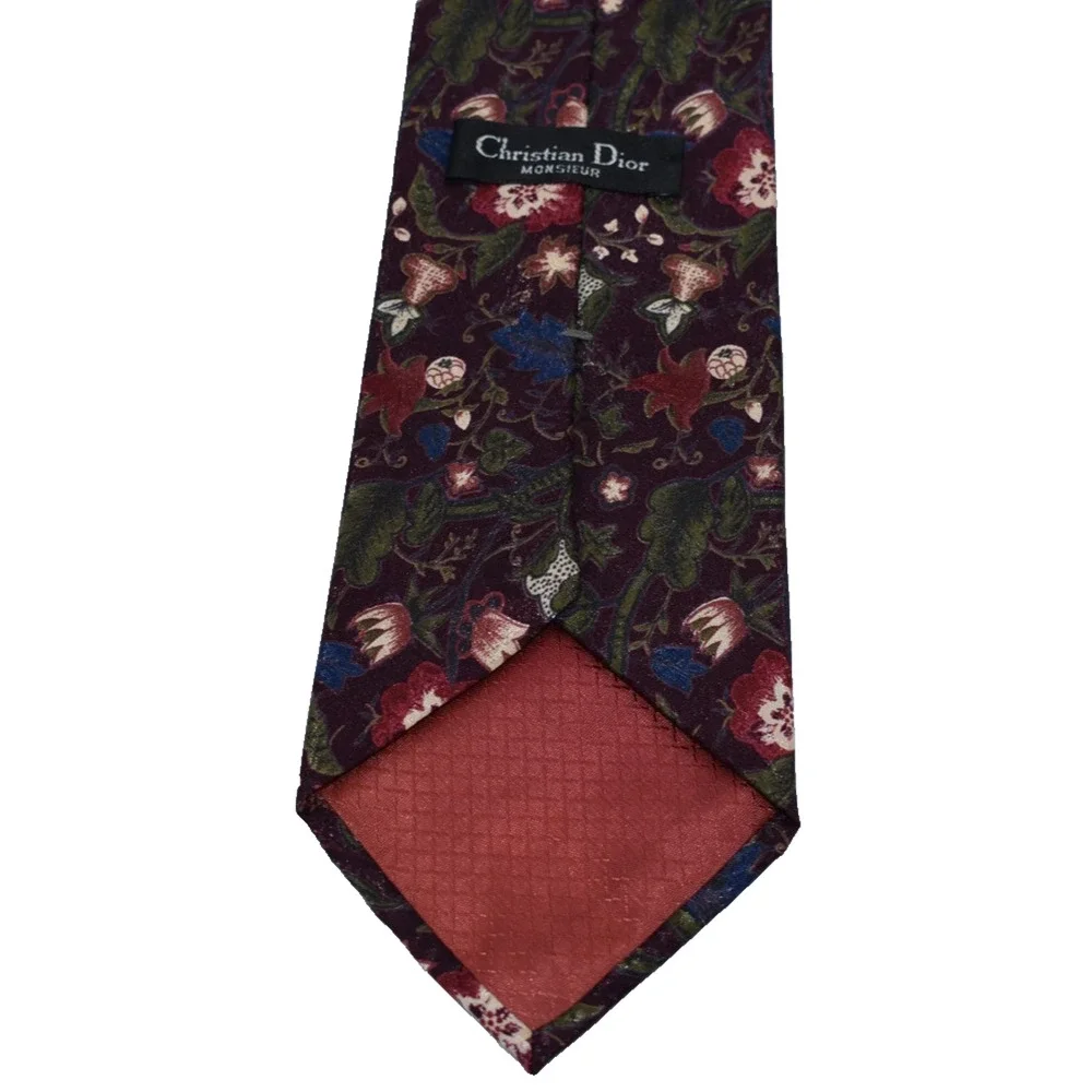 Vtg Christian Dior Monsieur Necktie Neck Tie - Floral Burgundy - Harry Styles